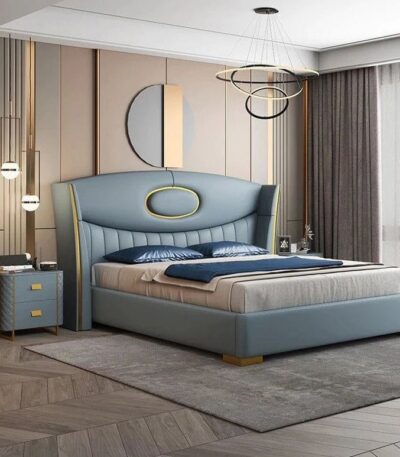 “Ashley Series” IX Premium Leather 6ft by 6ft KingSize Bedframe  With 2 Bedsides Bedroom Largelife Furnitures