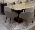 Ansel IV Series Premium Leather 8 Seater Dining Set (With Premium Quartz Marble Top Finish) - Image 5