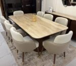 Ansel IV Series Premium Leather 8 Seater Dining Set (With Premium Quartz Marble Top Finish)