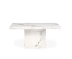 Elevate your dining space with the GoodLuck Series Premium 6 Seater Dining Set, showcasing a modern white marble tabletop with elegant grey veining and a sturdy, thick pedestal base. Perfect for contemporary homes, this stylish marble dining table set comfortably seats six and adds a touch of luxury to any dining room decor.