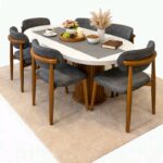 """""George IV Series"""""" Premium Fabric 6 Seater Dining Set (With Premium Quartz Dining Set)