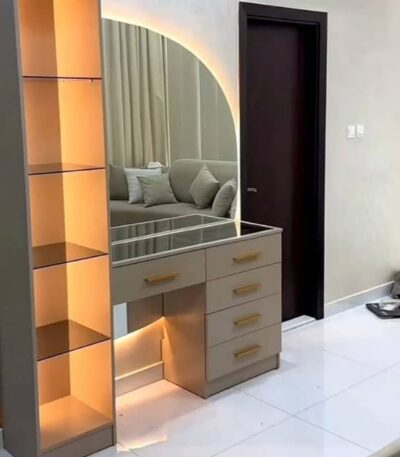 “Truth Series 007” Premium Dresser Set (with stool and lights )) Bedroom Largelife Furnitures