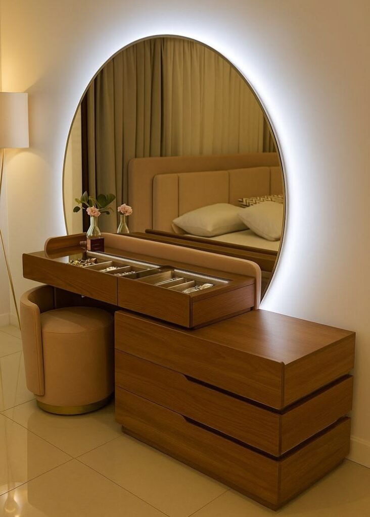 “Truth Series 005” Premium Dresser Set (with stool and lights )) Bedroom Largelife Furnitures