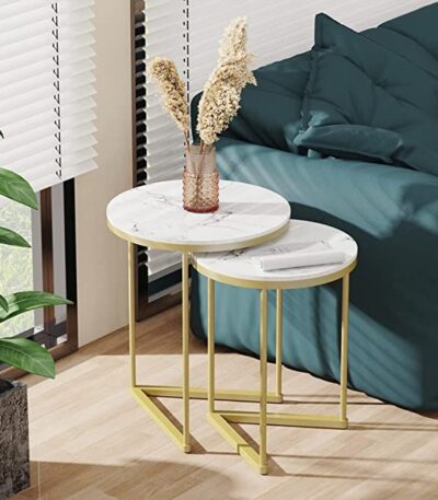 (2 in 1) Side stools 006 Series  (Metal frame with real marble stone) Living Room Largelife Furnitures