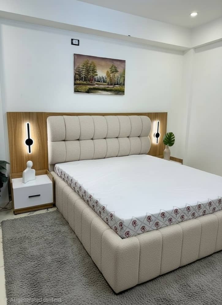 IMG-20260821-WA0004 """"""Olaniyan IV Series""""" Premium 6ft by 6ft Kingsize Bedframe + 2 bedsides (plus lights ) - Image 1