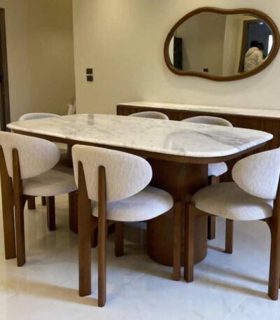 “Owen series” Premium 6 seater Dining set with Premium Quartz Marble Table Top Dining Room Largelife Furnitures