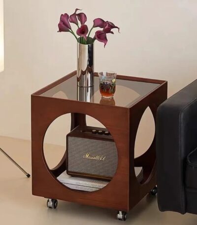 Yusuf series (contemporary) side stool with glass top Living Room Largelife Furnitures