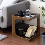 Olivia series side stool with glass top and bottom finish