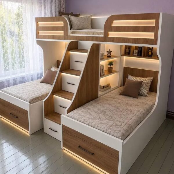 Sunlight V Series Premium multi storage 3 in 1 bunk bed frame with lights